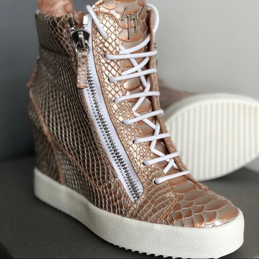 Giuseppe Zanotti Gold Wedge Sneakers